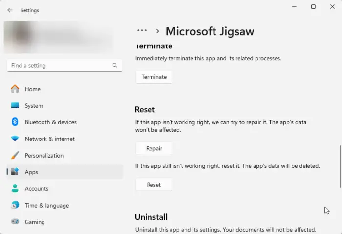 Microsoft Jigsaw ne fonctionne pas