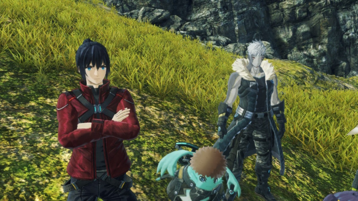 Quelques personnages debout dans les jeux Xenoblade Chronicles. 