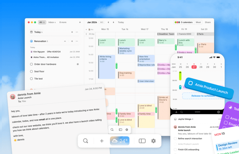 Amie apporte votre boîte de réception e-mail à son application de calendrier