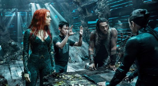 AQUAMAN, from left: director James Wan, Amber Heard, Jason Momoa, Willem Dafoe, on set, 2018. ph: Jasin Boland/ © Warner Bros./courtesy Everett Collection