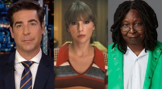 Jesse Watters on Fox News, Taylor Swift Anti-Hero music video, Whoopi Goldberg on The View.