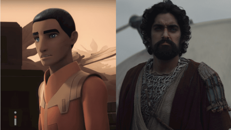 Ezra Bridger in Star Wars Rebels and Eman Esfandi as Ezra Bridger in Ahsoka