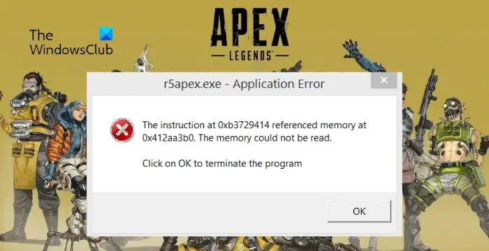 Correction de l’erreur d’application r5apex.exe La mémoire n’a pas pu être lue