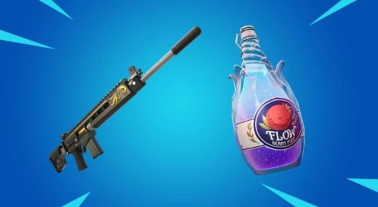 The Flowberry Fizz and Enforcer AR item in Fortnite.