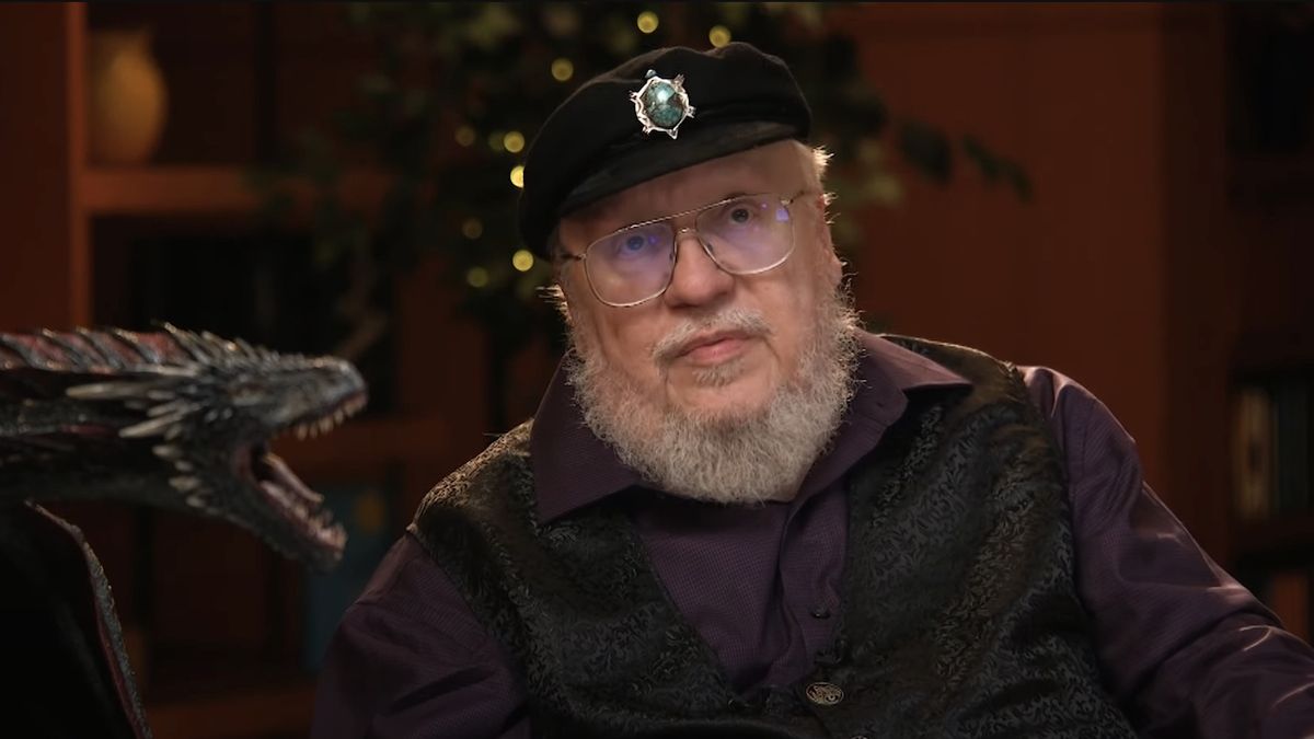 Screenshot of George R.R. Martin from Random House Q&A video