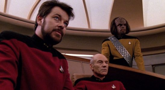 Riker, Worf, and Picard in Star Trek: The Next Generation