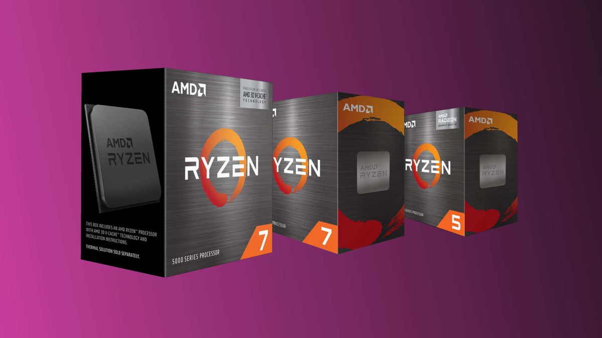 Retail boxes for the Ryzen 7 5700X3D, Rzyen 7 5700, Ryzen 5 5600/5500GT