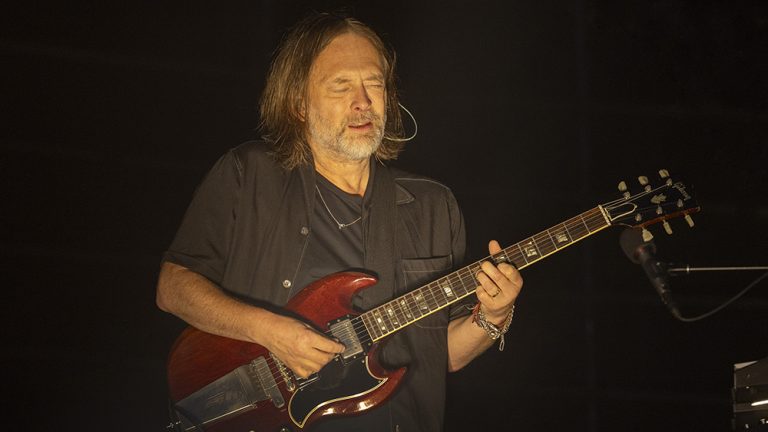 CHICAGO, ILLINOIS - JULY 21: Thom Yorke of The Smile performs during the Pitchfork Music Festival Day 1 at Union Park on July 21, 2023 in Chicago, Illinois. (Photo by Barry Brecheisen/Getty Images)