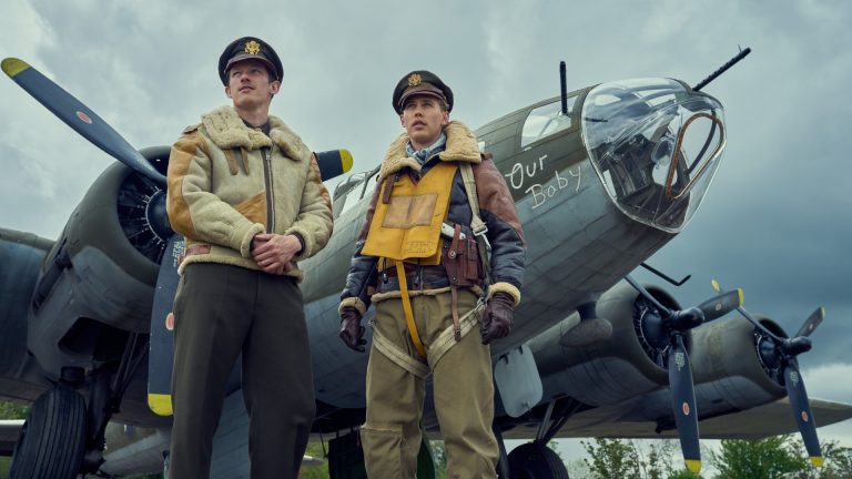 Callum Turner and Austin Butler in "Masters of the Air," now streaming on Apple TV+.