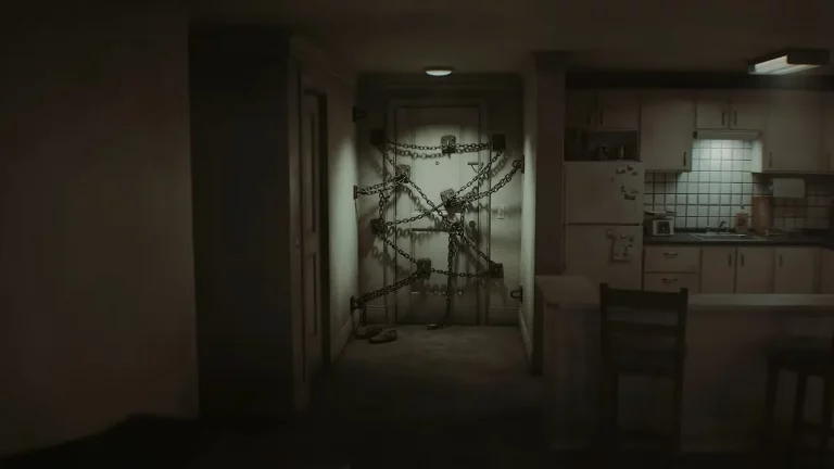 Silent Hill 4: the apartment with the chained up door as rendered in Unreal Engine 5.