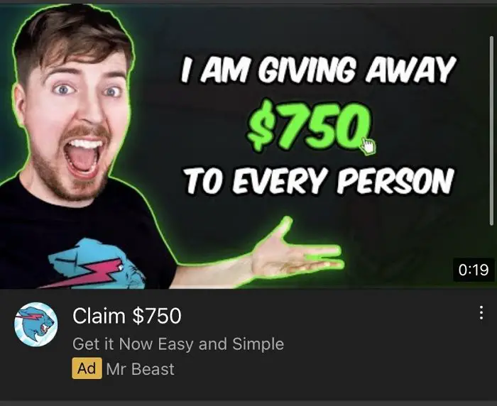 Fausses publicités MrBeast