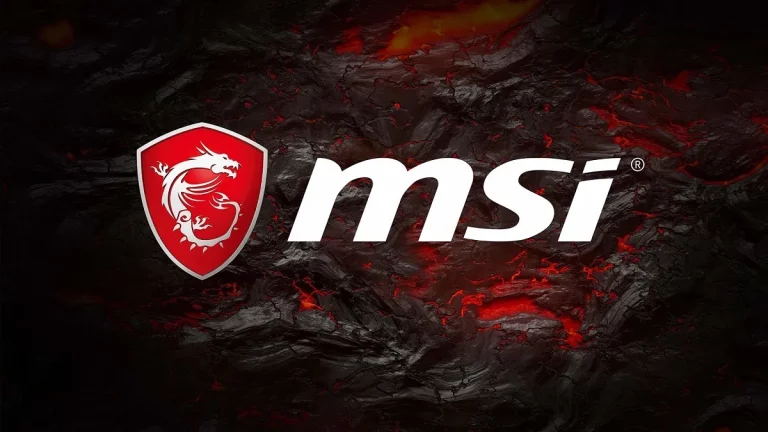 MSI logo on a red, molten background.