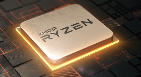 AMD Ryzen render with orange glow under the chip