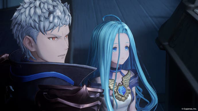 Capture d'écran de Granblue Fantasy Relink montrant Id et Lyria.