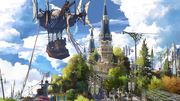 Capture d'écran de Granblue Fantasy Relink montrant le dirigeable du groupe.