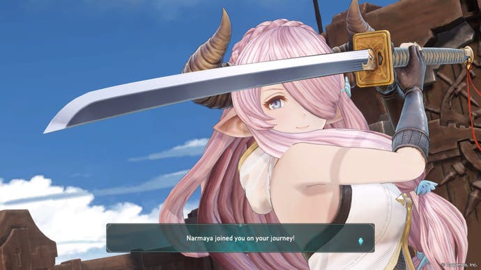 Capture d'écran de Granblue Fantasy Relink montrant un personnage invité.