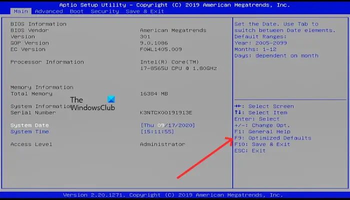 Réinitialiser le BIOS en mode Legacy