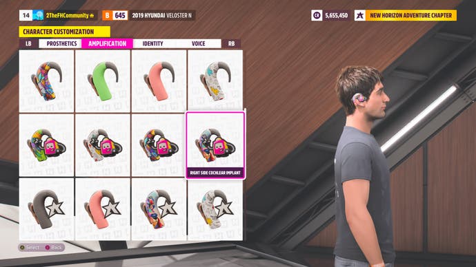 Aides auditives Forza Horizon 5 dans la personnalisation des personnages