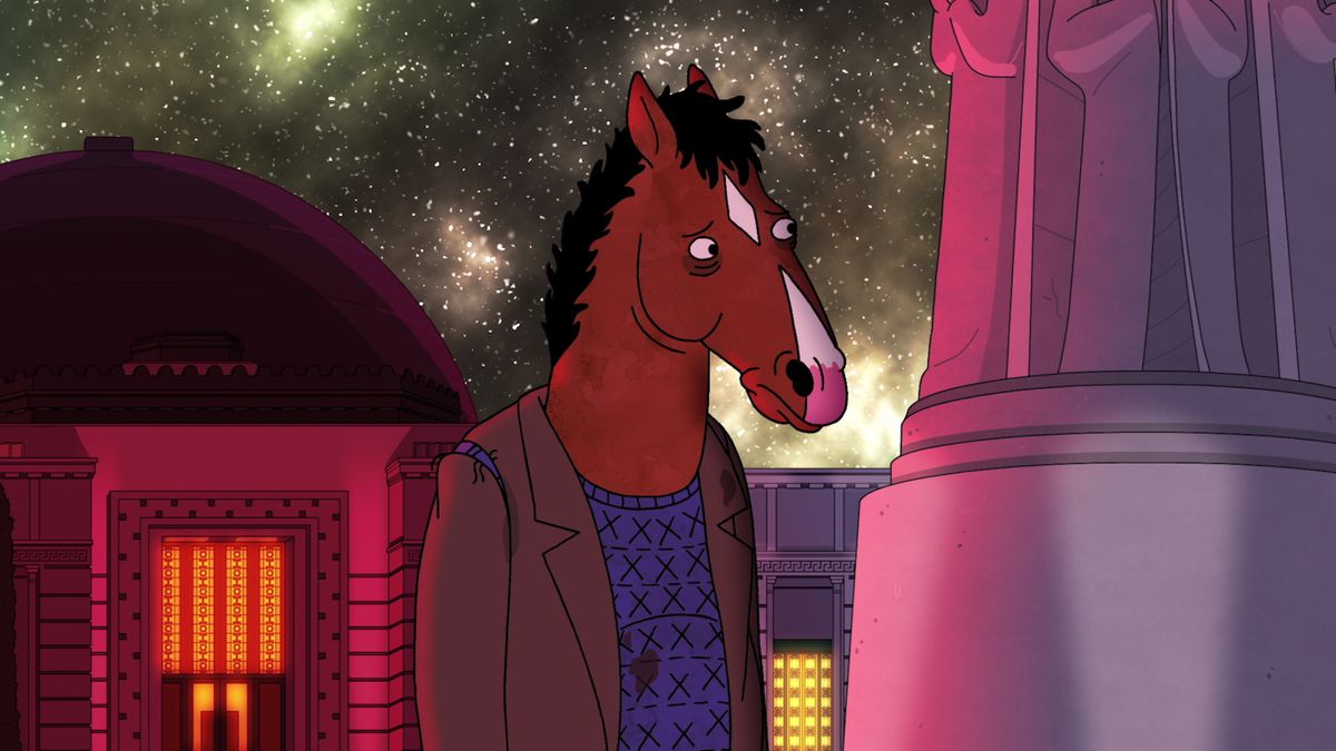 BoJack a l'air triste devant l'observatoire Griffith