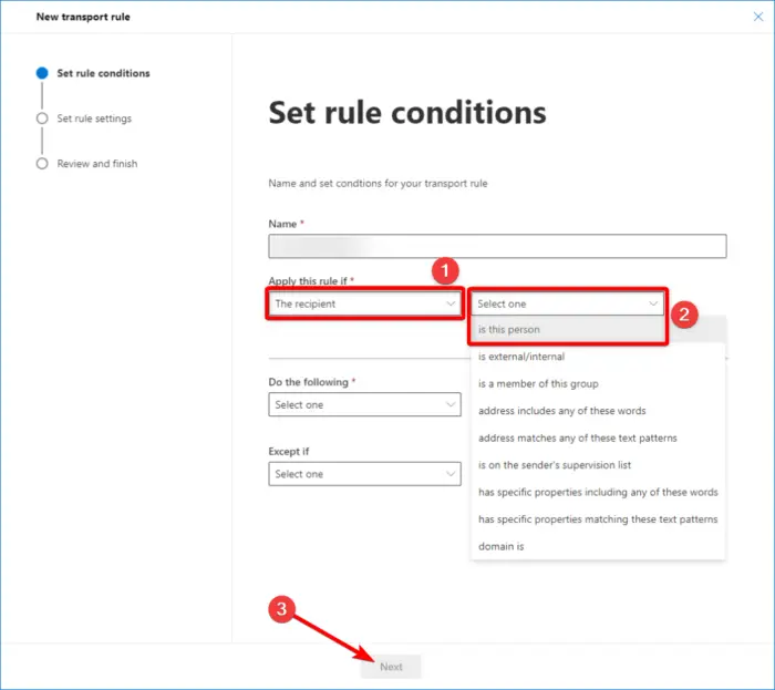 Configuration des règles de flux de messagerie