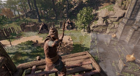 An archer firing a bow in Enshrouded