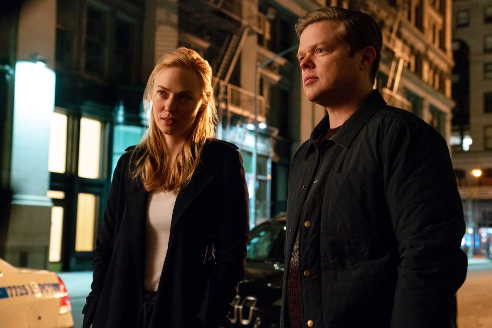 Deborah Ann Woll dans le rôle de Karen Page, Elden Henson dans le rôle de Foggy Nelson, le casse-cou de Netflix saison 3.