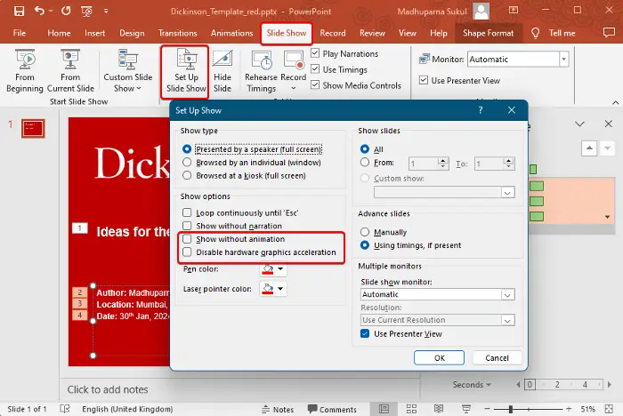 Les animations ne fonctionnent pas dans PowerPoint sous Windows