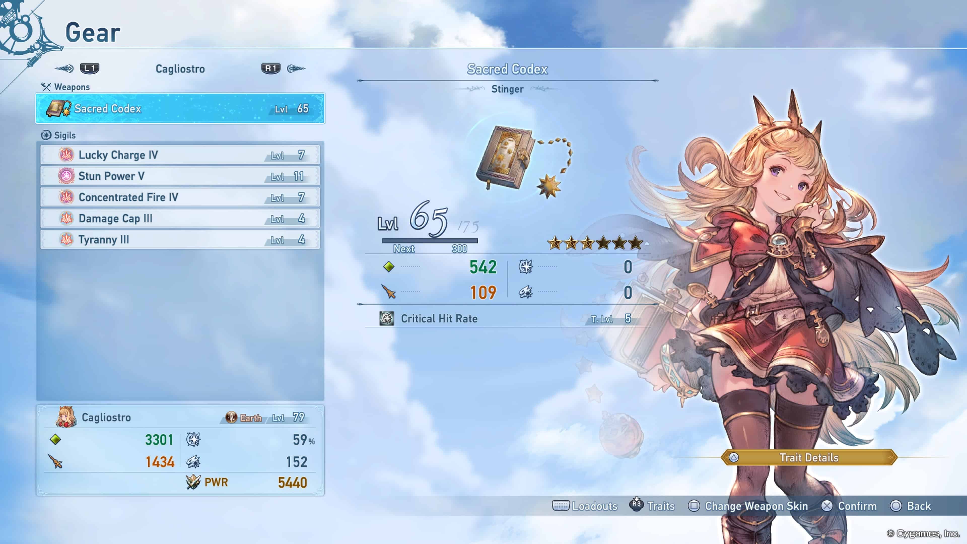 Menu des meilleures constructions de Granblue Fantasy Relink Cagliostro 