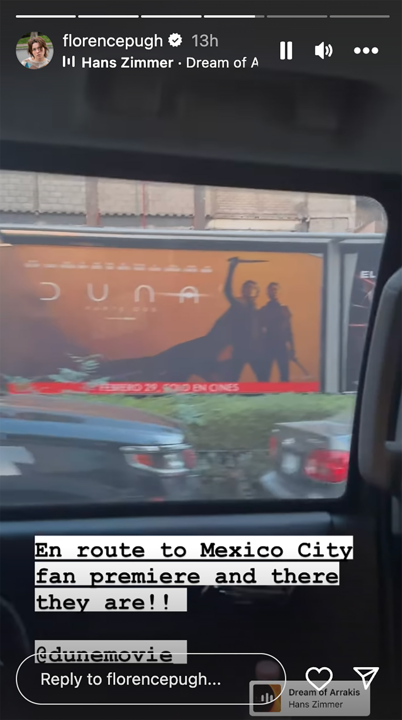 Florence Pugh Story Instagram du mardi 6 février