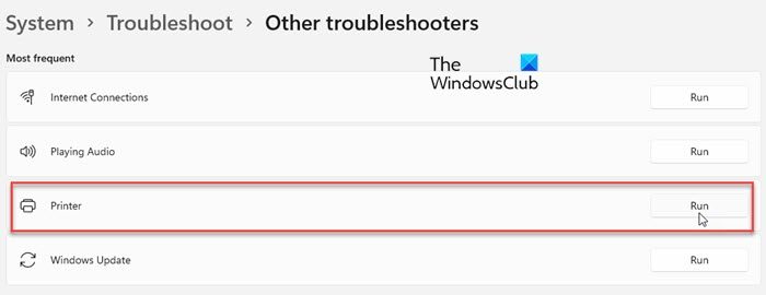 Exécution de l'utilitaire de résolution des problèmes d'imprimante sur un PC Windows