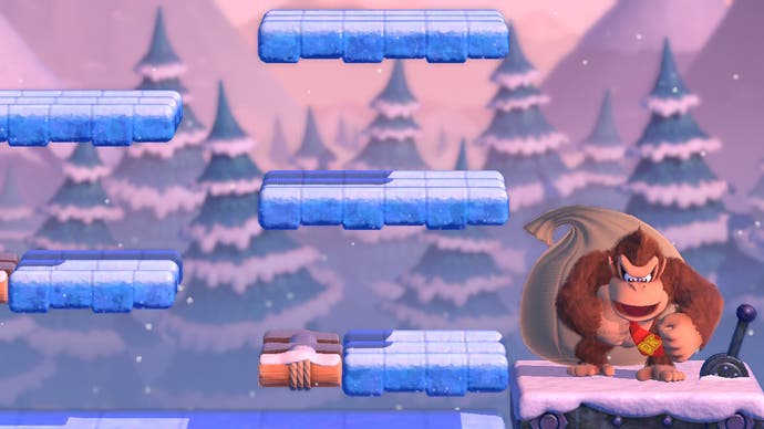 Site Donkey Kong parmi les plateformes gelées dans ce combat de boss