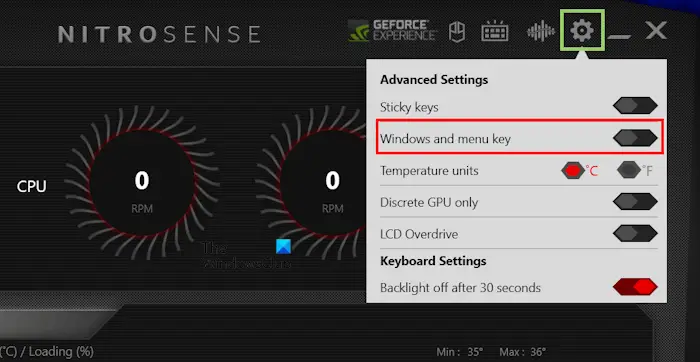 Logiciel Acer NitroSense