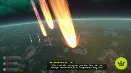 Histoire de Helldivers 2 : les joueurs tombent orbitalement sur une planète.