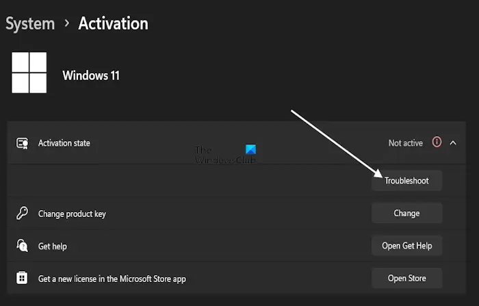 Outil de dépannage d'activation de Windows