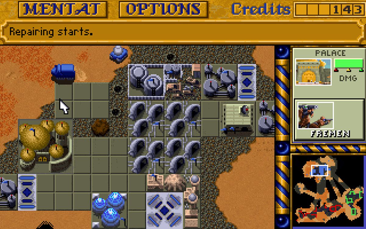 Une capture d'écran de Dune 2 : La construction d'une dynastie