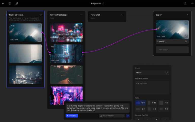 Morph Studio vous permet de réaliser des films à l’aide de clips générés par Stability AI