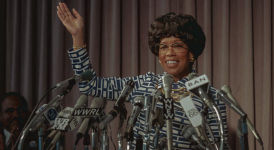 SHIRLEY. Regina King as Shirley Chisholm in Shirley. Cr. Glen Wilson/Netflix © 2023.