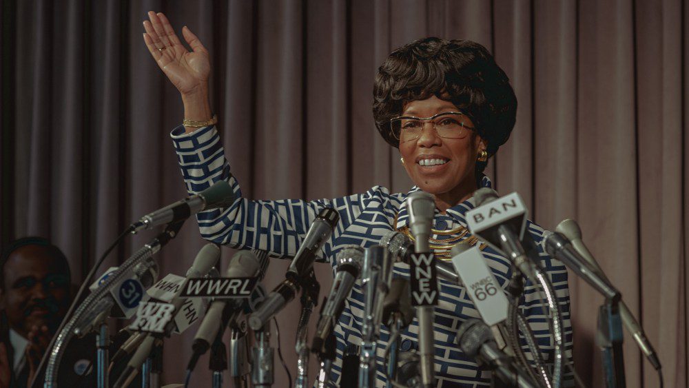 SHIRLEY. Regina King as Shirley Chisholm in Shirley. Cr. Glen Wilson/Netflix © 2023.