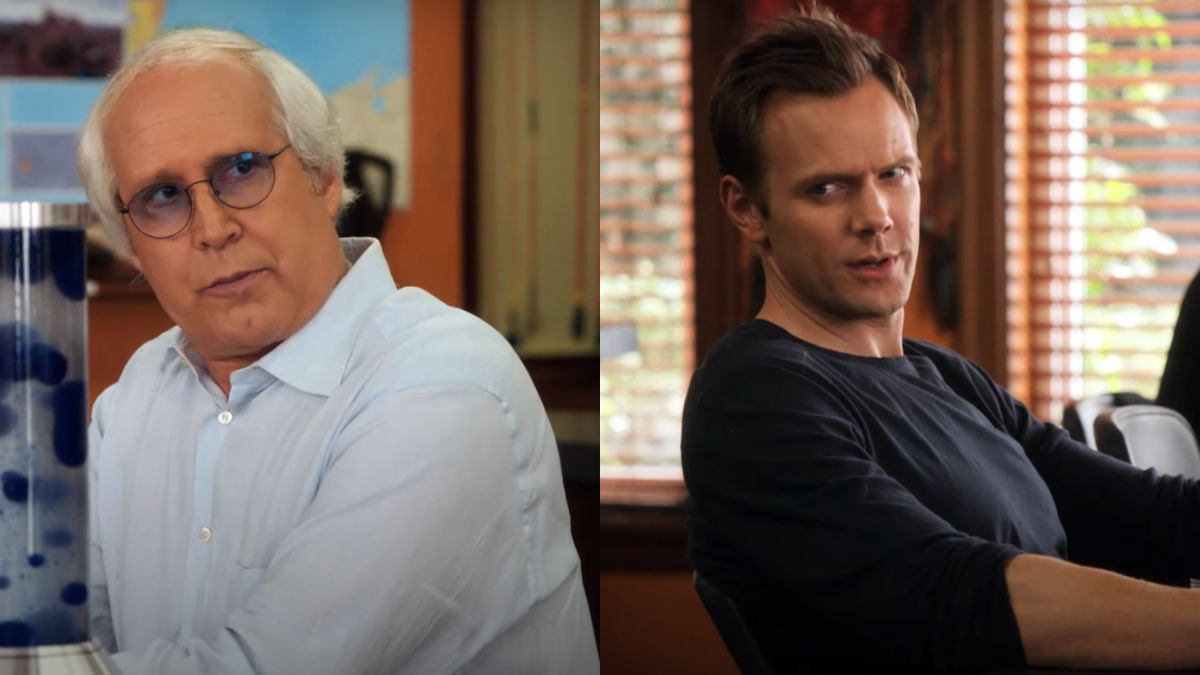 Chevy Chase and Joel McHale, pictured side by side, in Community.