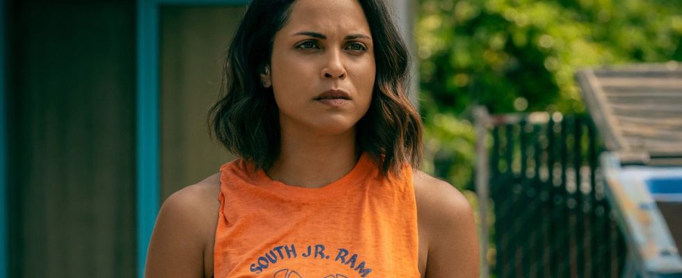 Monica Raymund as Jackie in Starz