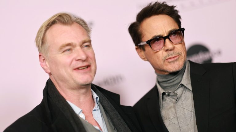 PARK CITY, UTAH - JANUARY 18: (L-R) Christopher Nolan and Robert Downey Jr. attend the 2024 Sundance Film Festival Opening Night Gala: Celebrating 40 Years at DeJoria Center on January 18, 2024 in Park City, Utah. (Photo by Matt Winkelmeyer/Getty Images)