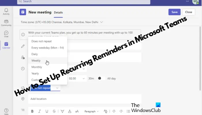 Comment configurer des rappels récurrents dans Microsoft Teams ?