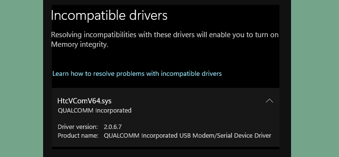Correction d’une erreur de pilote incompatible HtcVComV64.sys