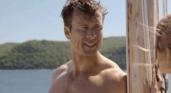 Glen Powell shirtless in Anyone But You