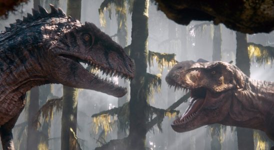 JURASSIC WORLD DOMINION, (aka JURASSIC WORLD 3), a Giganotosaurus and a T. Rex, 2022. © Universal Pictures / Courtesy Everett Collection