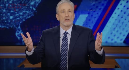 Jon Stewart hosting The Daily Show in 2024