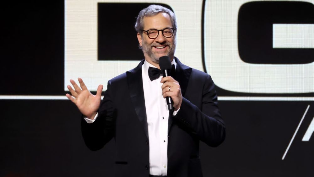 BEVERLY HILLS, CALIFORNIA - FEBRUARY 10: Host Judd Apatow speaks onstage during the 76th Directors Guild of America Awards at The Beverly Hilton on February 10, 2024 in Beverly Hills, California. (Photo by Amy Sussman/Getty Images for DGA)