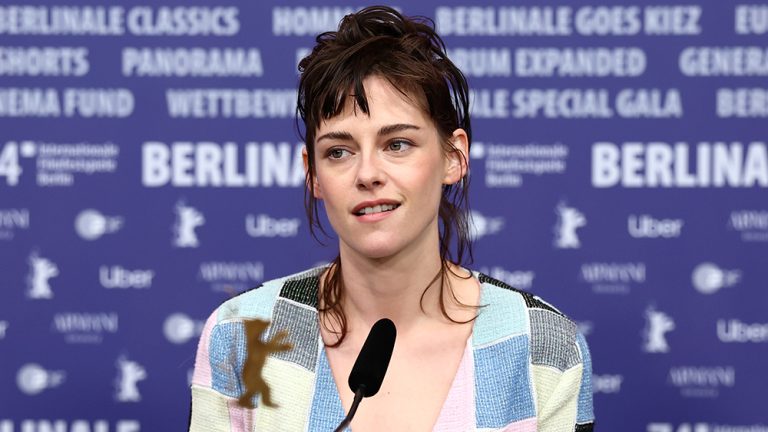 BERLIN, GERMANY - FEBRUARY 18: Kristen Stewart speaks at the "Love Lies Bleeding" press conference during the 74th Berlinale International Film Festival Berlin at Grand Hyatt Hotel on February 18, 2024 in Berlin, Germany. (Photo by Sebastian Reuter/Getty Images)