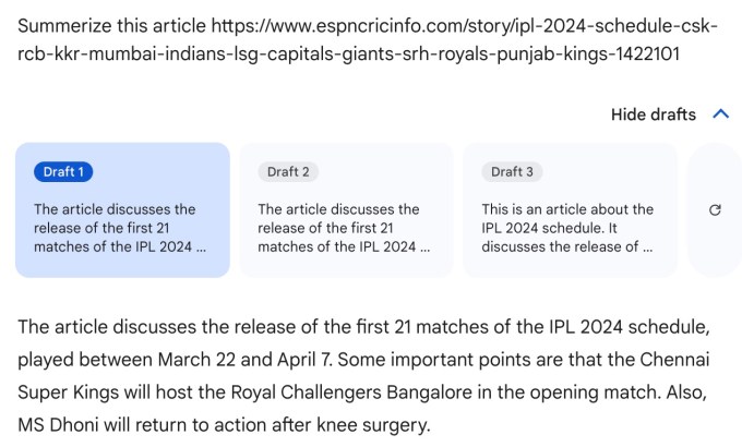 Résumé Gemini d'un article sur le calendrier IPL