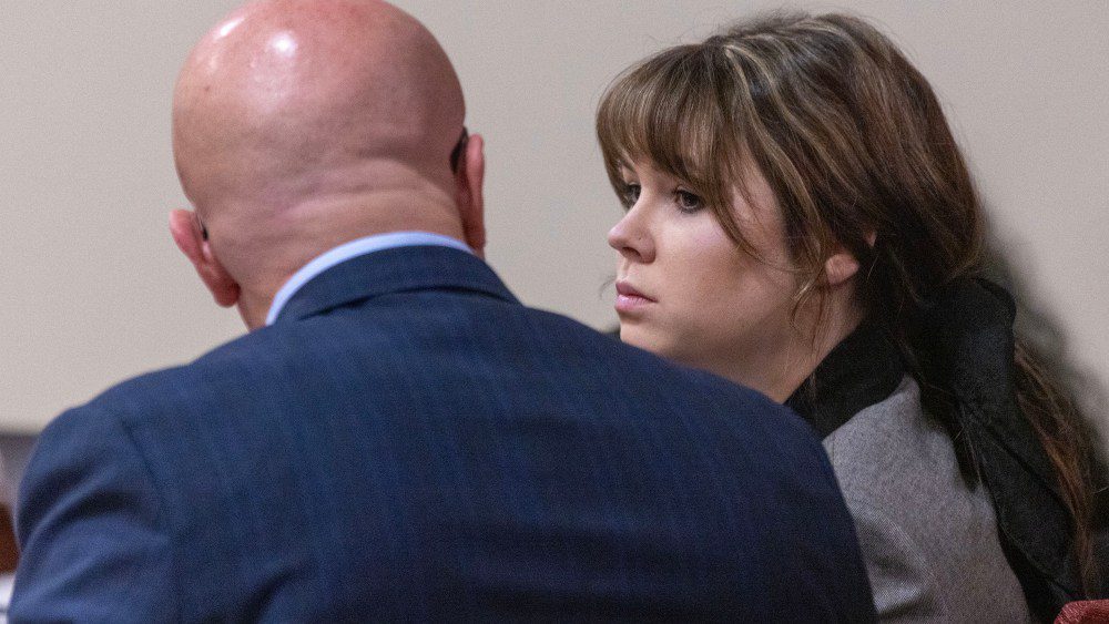 Defendant Hannah Gutierrez-Reed, former armorer on the set of the movie Rust, speaks with her defense attorney, Jason Bowles, during her trial at District Court on Monday, Feb. 26, 2024.